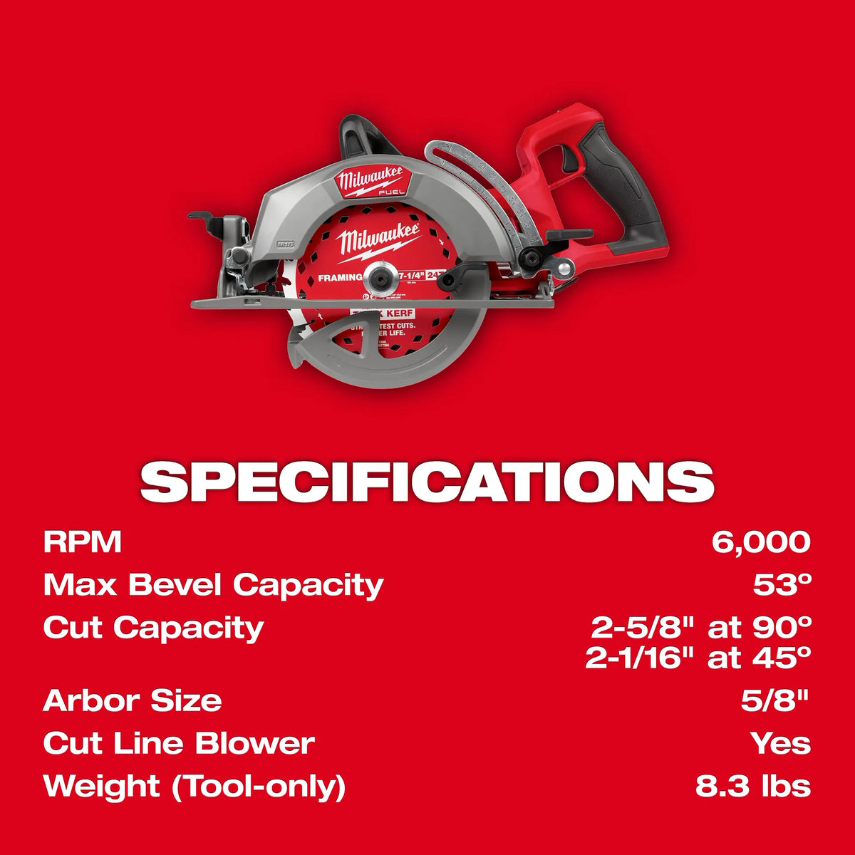 Milwaukee M18 FUEL™ 7-1/4" Rear Handle Circular Saw Kit