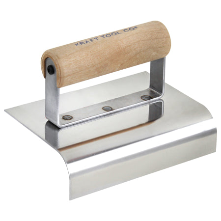 6" x 4" 3/4"R Outside Curb & Sidewalk Tool with Wood Handle