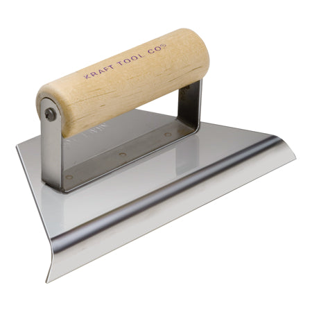 3/8" R Stainless Steel Tapered Hand Edger 8" to 3" x 4" with Wood Handle