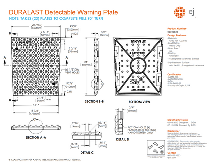 DURALAST 25' Radial Detectable Warning Plate