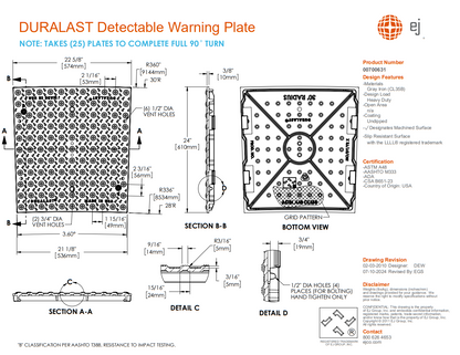 DURALAST 30' Radial Detectable Warning Plate