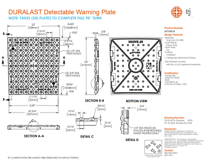 DURALAST 35' Radial Detectable Warning Plate
