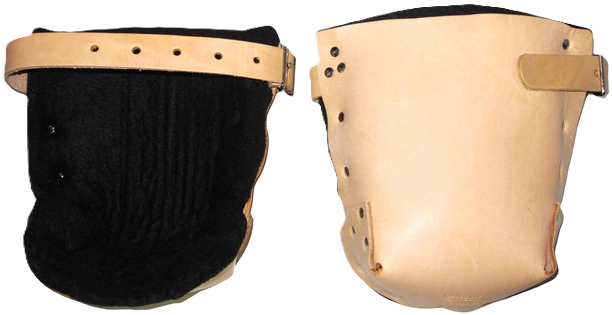 Knee Pads, Top Grain Leather w/ Felt Double Pad, 1" Leather Strap
