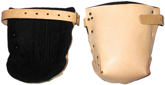 Knee Pads, Top Grain Leather w/ Felt Double Pad, 1" Leather Strap