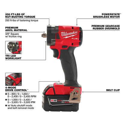 Milwaukee M18 FUEL™ 3/8 " Compact Impact Wrench w/ Friction Ring Kit