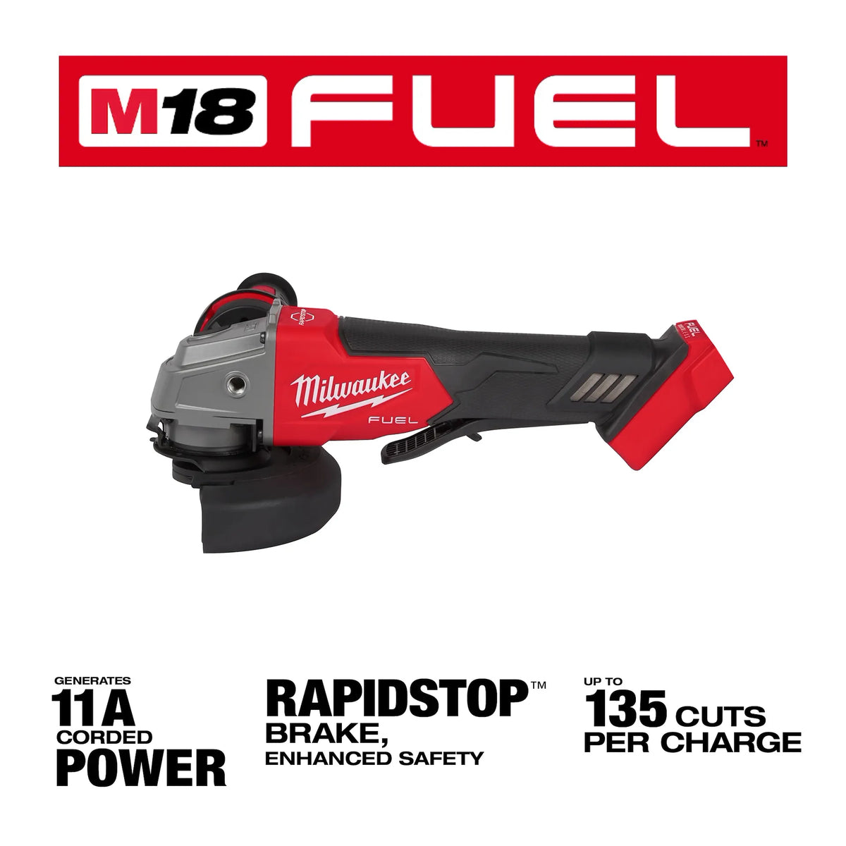 Milwaukee M18 FUEL™ 4-1/2" / 5" Braking Grinder Paddle Switch, No-Lock