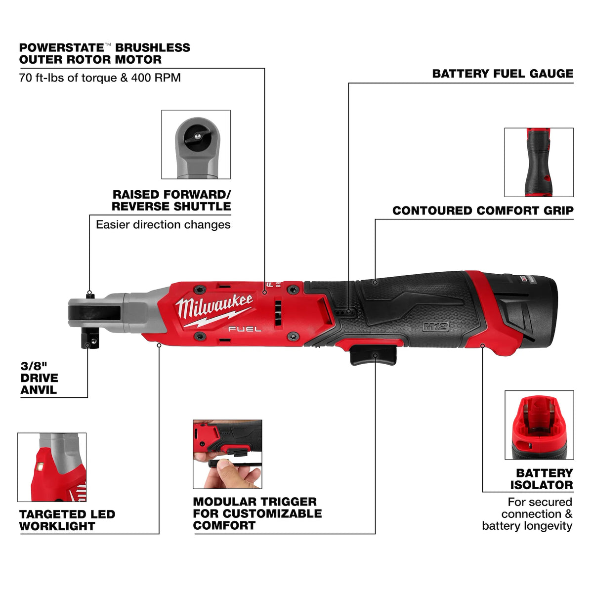 Milwaukee M12 FUEL™ 3/8" Ratchet Kit