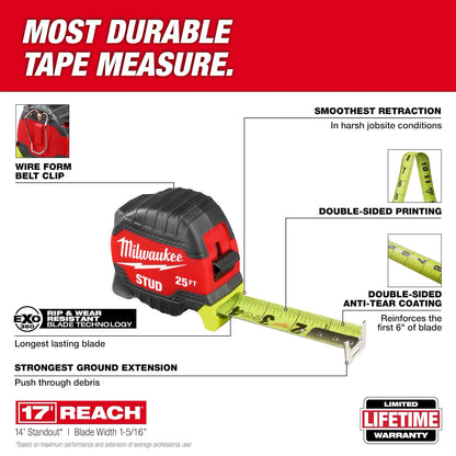 Milwaukee STUD™ Tape Measure with Engineer's Scale