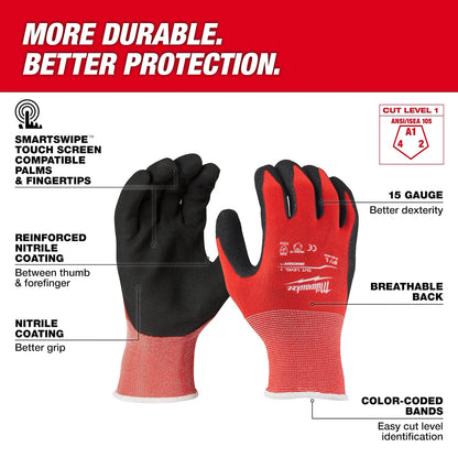 Milwaukee Cut Level 1 Nitrile Dipped Gloves