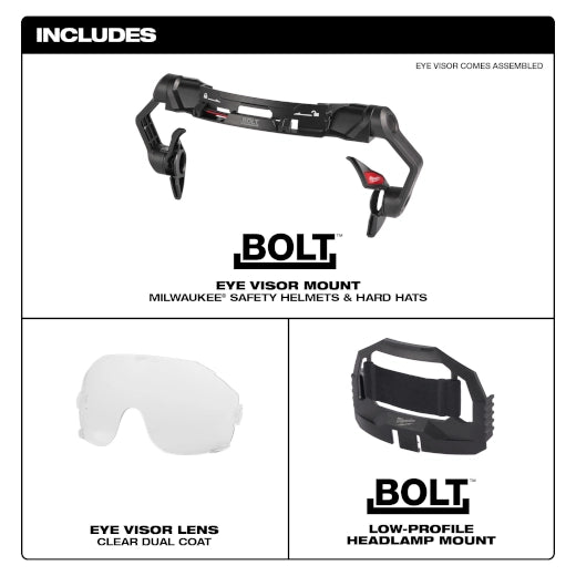 Milwaukee BOLT™ Eye Visor - Clear Dual Coat Lens (Compatible with Milwaukee® Safety Helmets & Hard Hats)
