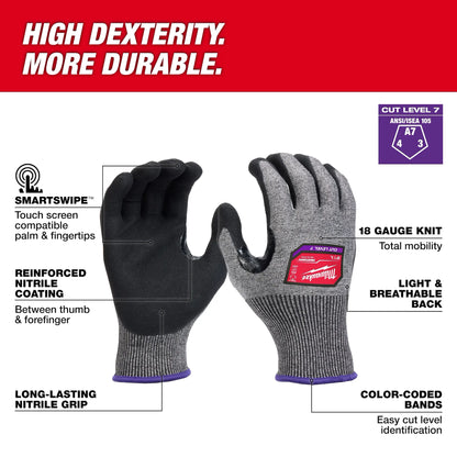 Milwaukee Cut Level 7 High-Dexterity Nitrile Dipped Gloves - S