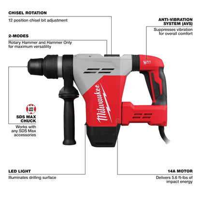 Milwaukee 1-9/16" SDS Max Corded Rotary Hammer