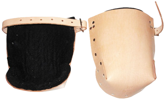 Knee Pads, Top Grain Leather w/ Felt Pad & 3/4" Leather Straps