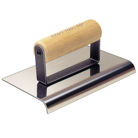 6" x 4" 3/4"R Stainless Steel Cement Edger with Wood Handle