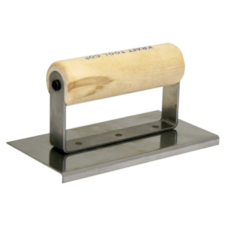 6" x 3" 1/4" Lip 90º Stainless Steel Carpet Edger with Wood Handle
