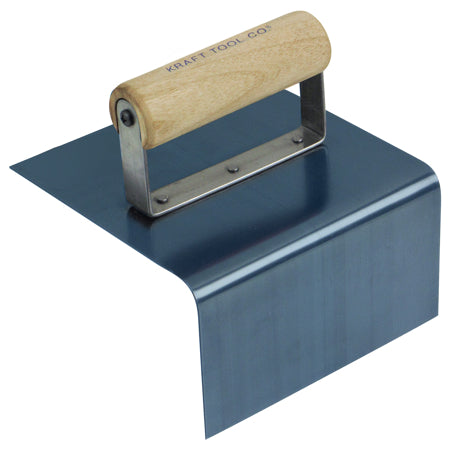 6" x 6" x 3-1/2" 3/8"R Blue Steel Outside Step Tool with Batter with Wood Handle