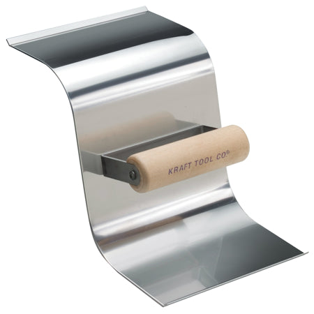 Stainless Steel Curb Tool, 1-1/2"R Curb/Gutter with Wood Handle