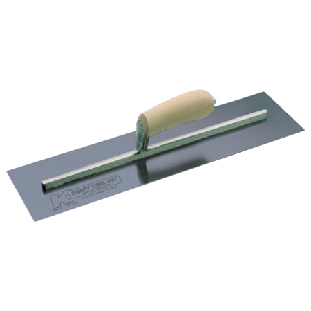 20" x 4" Blue Steel Cement Trowel with Camel Back Wood Handle