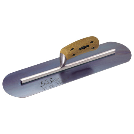 Elite Series Five Star™ 18" x 4" Blue Steel Pool Trowel with Cork Handle on a 15-5/8" Long Shank