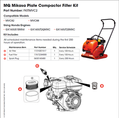 Multiquip MVC3 Maintenance Kit - Compatible with MVC82/MVC88