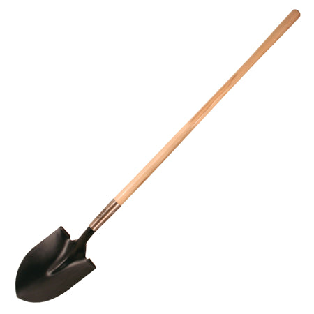 Round Point Shovel with Long Wood Handle