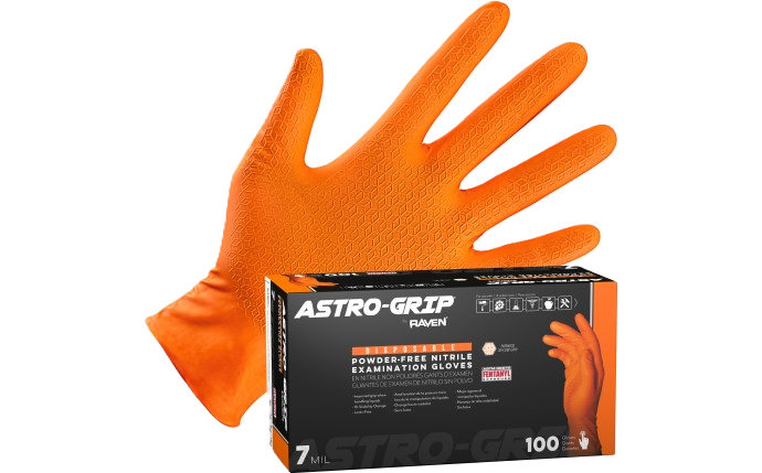 Astro-Grip® Powder-Free Exam Grade Nitrile Disposable Gloves - 7 Mil - 100PK