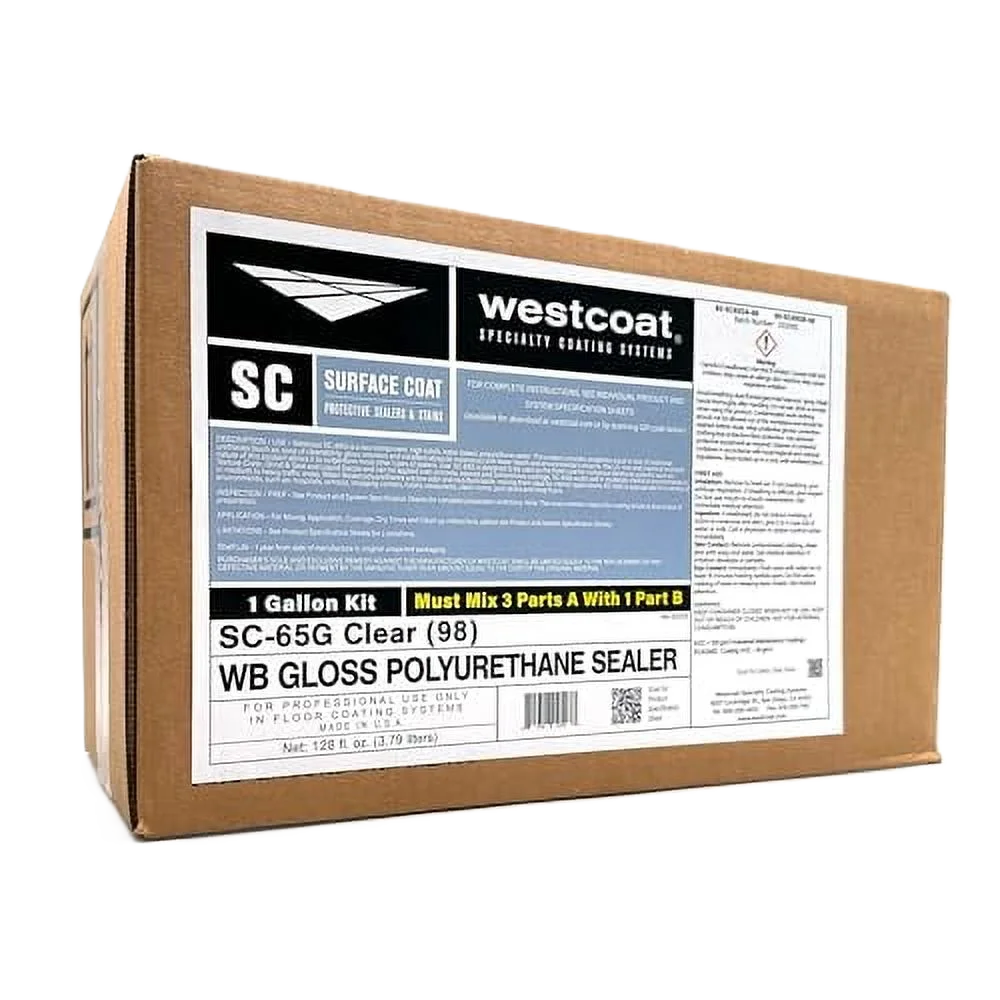 Westcoat SC-65 Clear Water Based Polyurethane, 1gal Kit