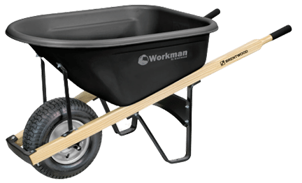 6 cu/ft Poly Wheelbarrow, Single Tire BLACK (Workman Series)